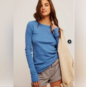 Free People Care FP Honey B Crew Neck Long Sleeve Top NWOT